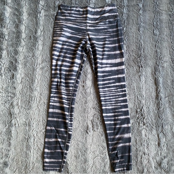 Nike Womens Dri Fit Ten Less One Legend Leggings Medium Gray Stripe Full Length - Picture 2 of 4